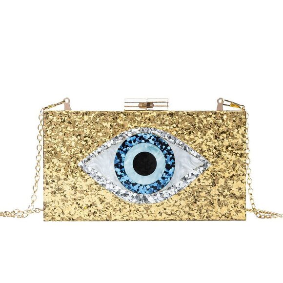 LETODE Clutch Purses for Women-Evil Eye Acrylic Clutch Glitter Purse Evening Bag - Picture 6 of 6